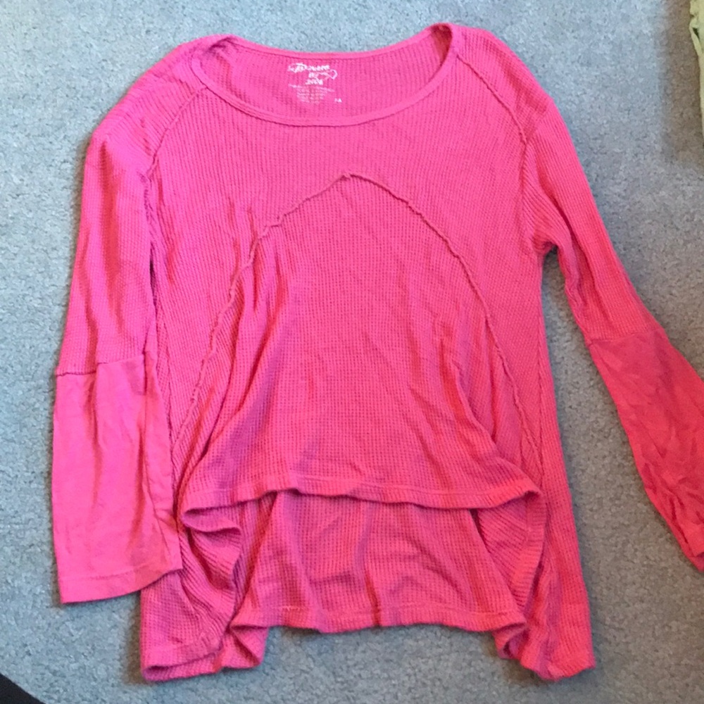 Flowers By Zoe Kids Pink Waffle Long Sleeve